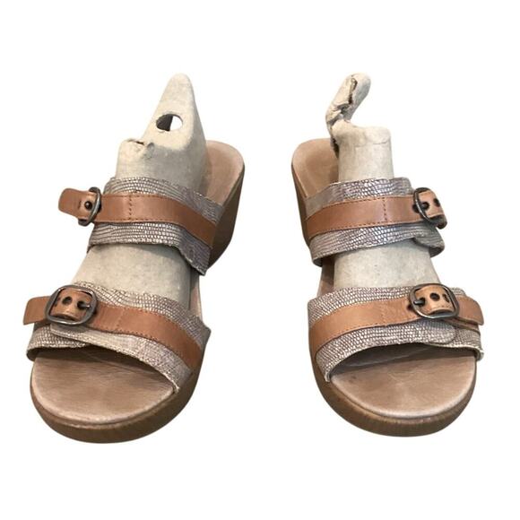 Dansko Jessie Sand Beige Lizard Slides Wedge Sandal EU 41 US 10.5 11 Neutral Tan - Picture 9 of 10